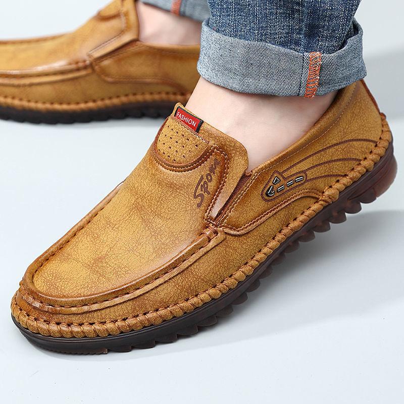 Men Leather Shoes Casual Genuine Leather Shoes Beef Tendon Sole Shoes Non -Slip Wear -Resistant Casual Driving Shoes
