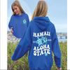 2025 Women's EU Size Ribbed Drop Shoulder Hoodie - Hawaiian Beach Print