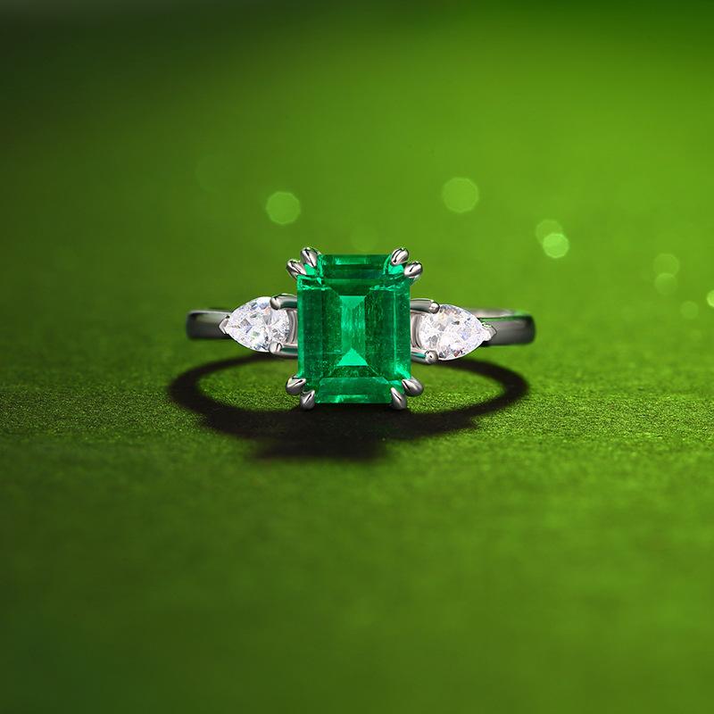 Tancise 925 Stříbrný prsten Fashion Lab Emerald Retro