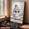 Frameless Pearl Painting Kit Cute Owl Aesthetic Wall Art DIY Sparkling Bead Canvas Room Decor Creative Craft for Winter Scene