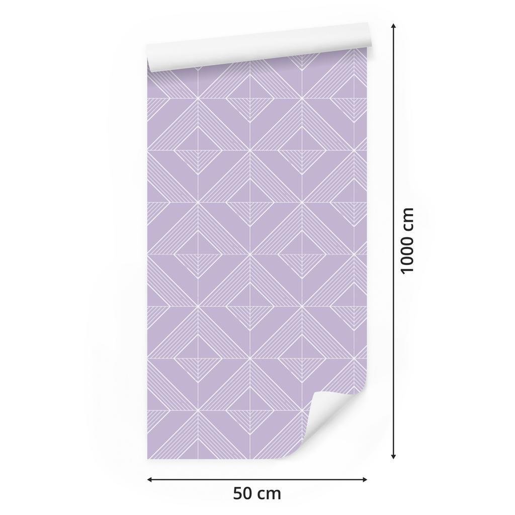 Geometric Diamonds Wallpaper Lavender and Light Gray 50x1000