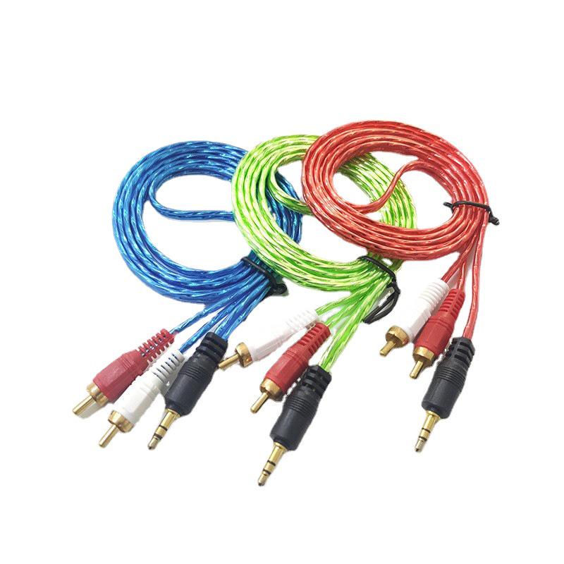 1.5m Transparent Crystal Audio Cable: 3.5mm to 2RCA for Computer Speakers