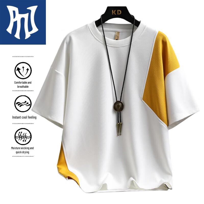 

PNJ Men s Two-Tone Spliced Short Sleeve T-Shirt 3XL