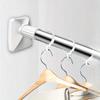 1pc Stainless Steel Telescopic Drying Pole, No-Drill, Adjustable for Clothes, Shower Curtain, Expandable, Black & White Design