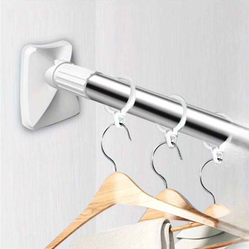 1pc Stainless Steel Telescopic Drying Pole, No-Drill, Adjustable for Clothes, Shower Curtain, Expandable, Black & White Design
