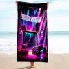 1PC Custom Name Neon City Vibe Beach Towel Highly Absorbent And Sand-Resistant Towel for Swimming, Pool, Yoga, And Travel Lightweight