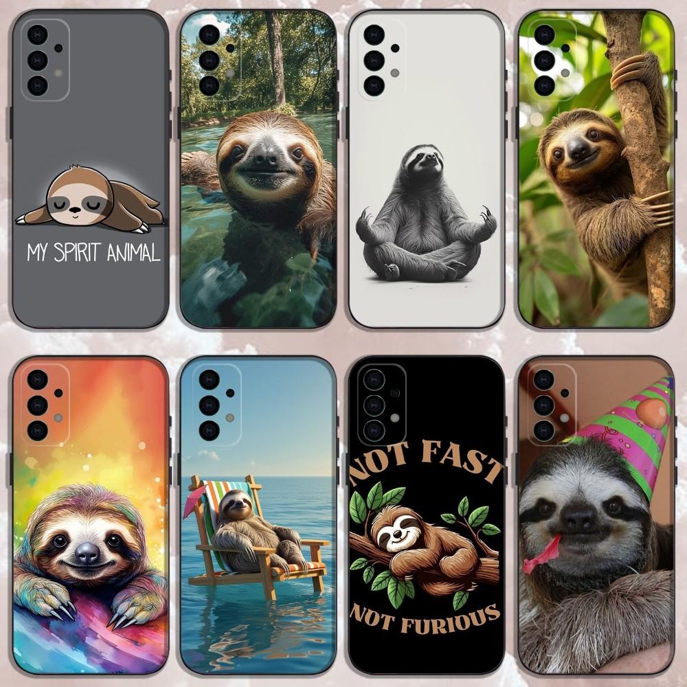 Cute Animal Sloth Phone Case For Samsung Galaxy A13,A21s,A22,A31,A32,A52,A53,A71,A80,Soft Black Shell