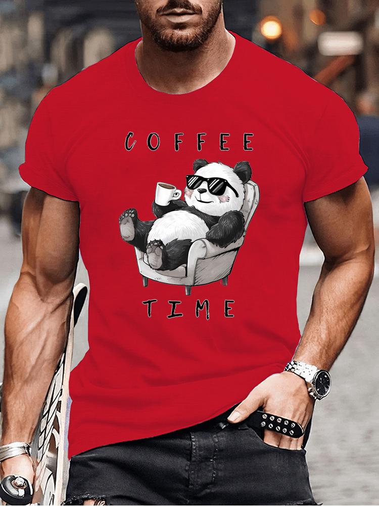 Coffee Chill Panda Enjoying Time T Shirts Men Women Short Sleeve Oversize T Shirt Loose Summer Tee Clothes Casual Fashion Tops