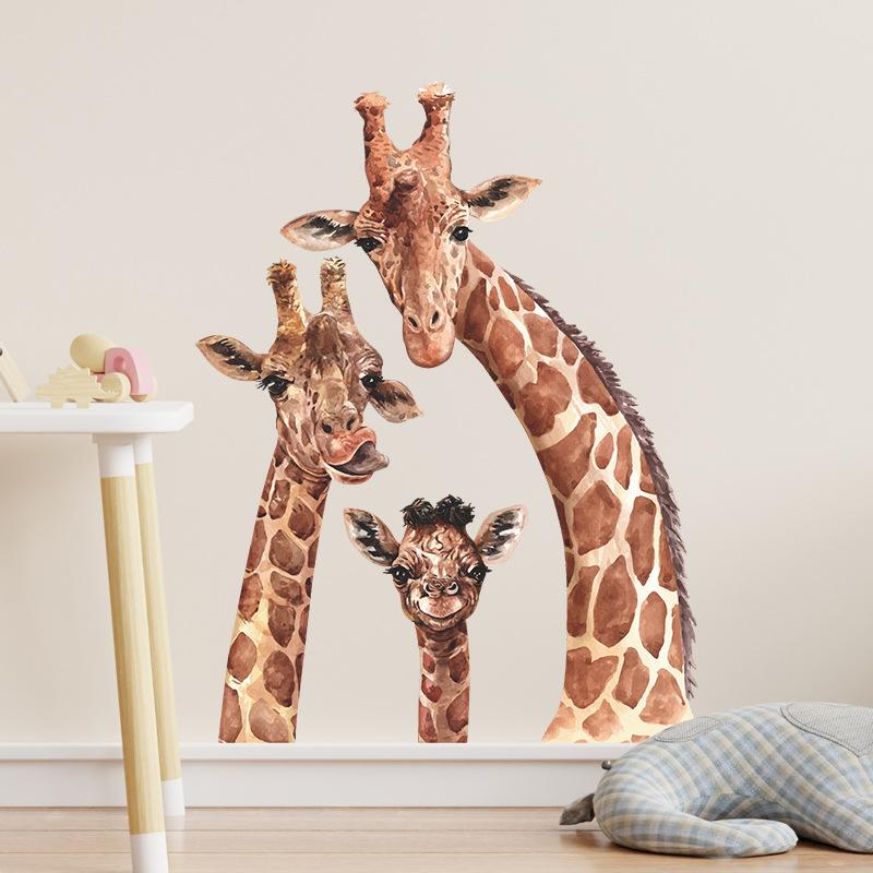 Cartoon Giraffe Family Wall Sticker Nakleyka for Kids Bedroom Nursery Bedroom Detskaya Entrance Hall Decor Decoration