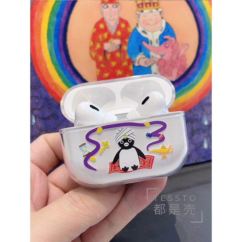

Shell Original Penguin Aladdin for Apple Airpodspro2 Airpods3 Generation Protective Cover Cartoon Transparent and Cute Pairs of Lights Earphone Case Apple AirPodspro 2nd Generation Transparent