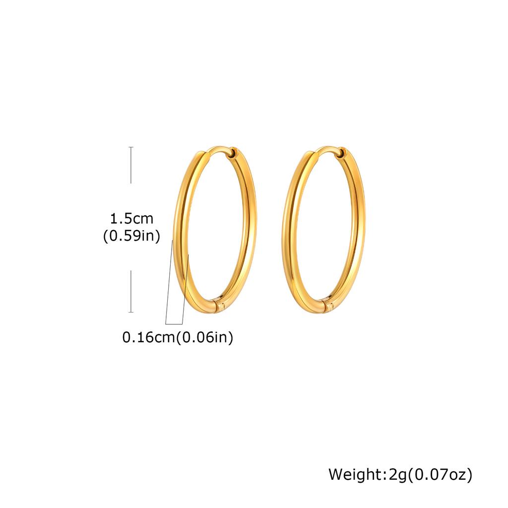 Vnox Simple Thin Stainless Steel Earrings For Women Girls, 13-23mm 18K Gold Plated Huggies, Non-allergic Jewelry 1.6mm Wire