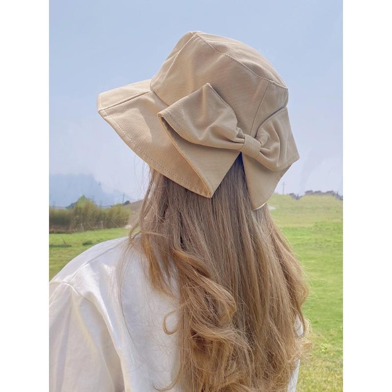 Women's Bucket Hats Bow Fashionable Cute Sweet Kawaii Summer Vacation Travel Big Brim Sunshade Sun Protection Hats For Girl