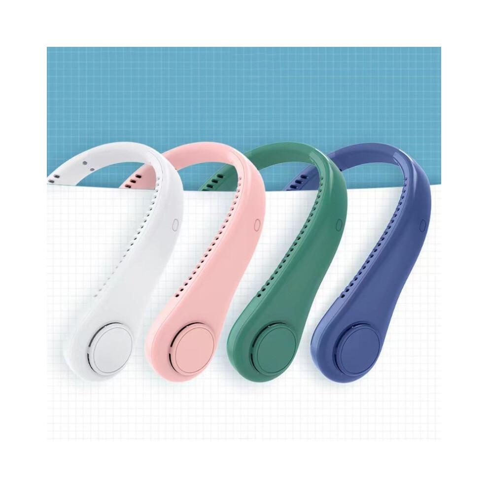 (Pink) Neck Fan USB Charging Lazy Outdoor Portable Silent Turbine Neck Bladeless Mini Fan