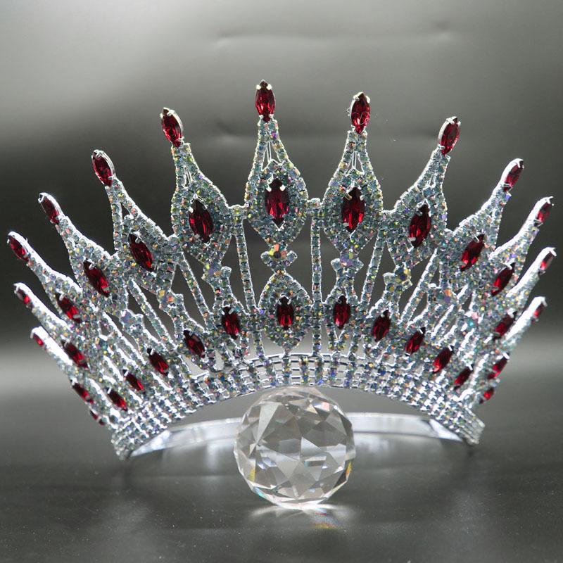 Catwalk Pageant Crown Stage Oversized Adjustable Rhinestone Crown Festive Party Headwear