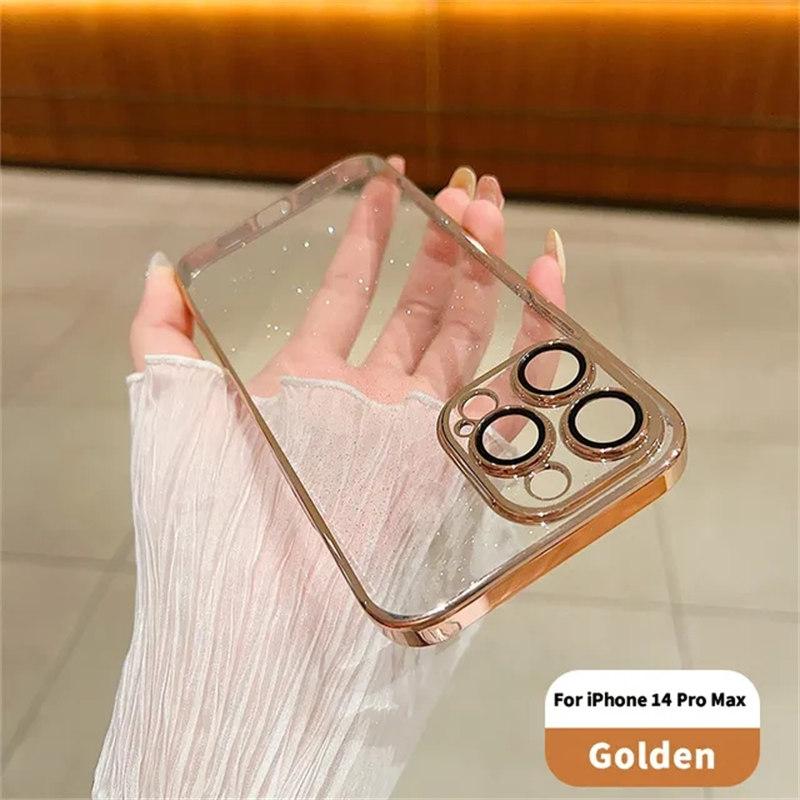 Luxusní galvanicky pokovené třpytivé pouzdro na telefon pro iPhone 11 15 12 13 14 Ochranná skořepina Pro Max Průhledný průhledný nárazuvzdorný kryt