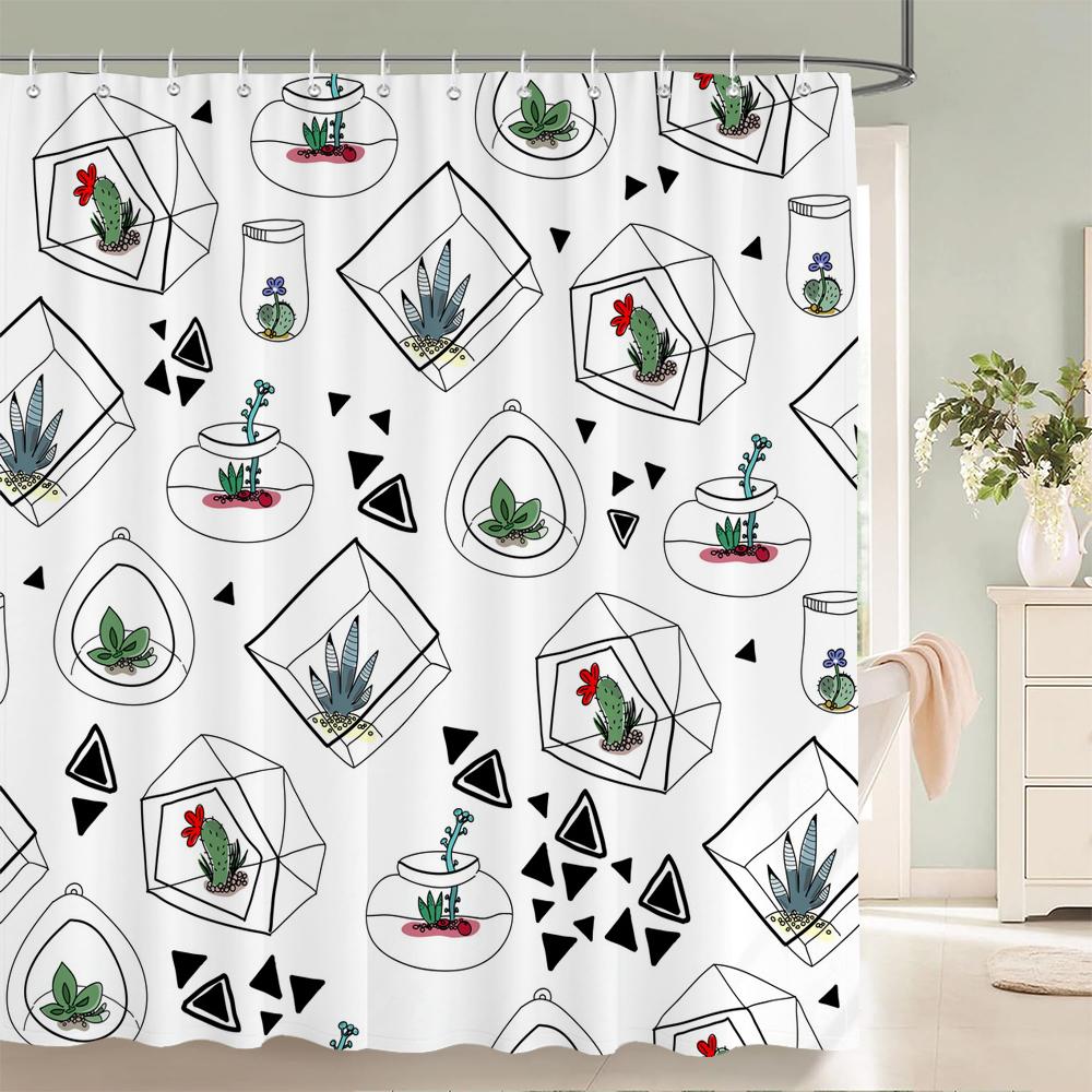 Eleganter Blumenvorhang 180x180cm Floral bedruckter Duschvorhang Polyester Badvorhang Badezimmerdeko Waschbar mit Haken