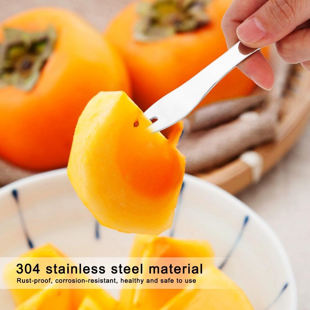 5Pcs Mirror Polished Fruit Fork Rustless Steel Cake Fork Practical Salad Fork For Hotel