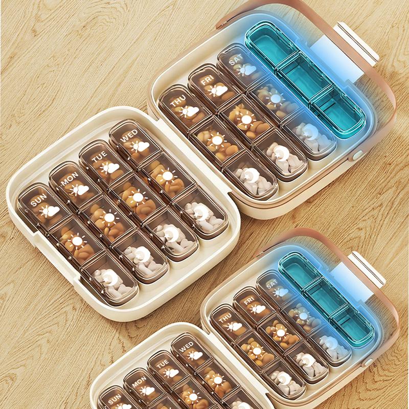 Moisture Resistant 7 Day Pill Organizer 4 Times A Day Pill Case With Removable Compartments For Pills Vitamins And Supplements