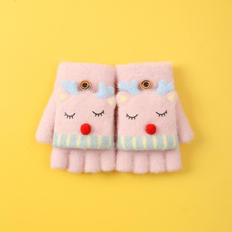 Xuehuaxius neue Kinder-Thermohandschuhe, niedliche Elch-Studenten-Strick-Cartoon-Klapp-Weihnachtshandschuhe im Großhandel