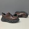Men's Genuine Leather Casual Shoes, Thick-Sole Breathable Trendy Sneakers, Height-Increasing European Style.