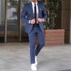 Traje de Dos Piezas para Hombre de Corte Entallado, Color Sólido - Chaqueta y Pantalones para Ocasiones Formales