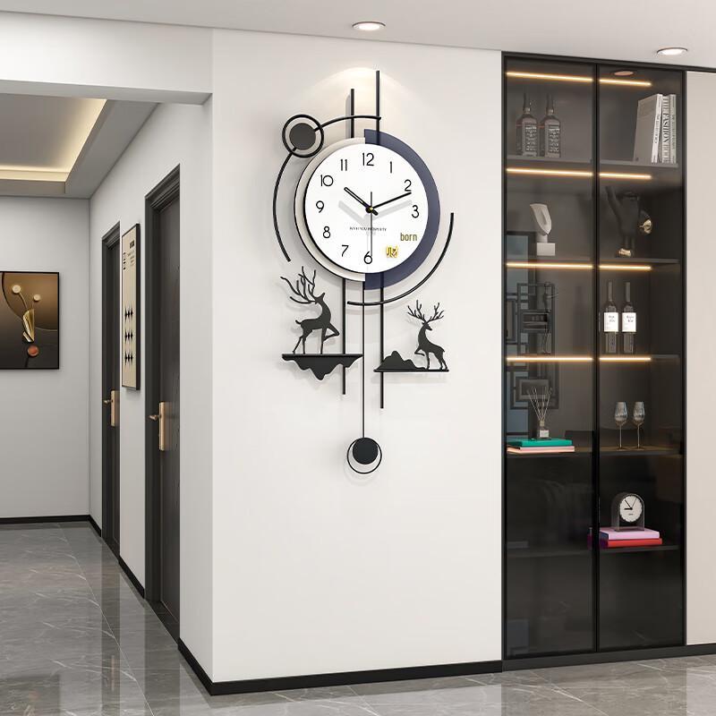 Jiu Jiuda Lucky Deer Creative Wall Clock Overall 31x67cm (Clock Face 21cm)