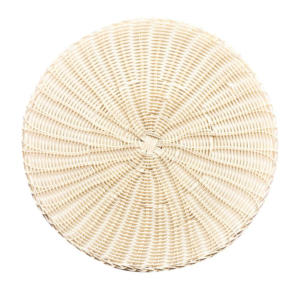 

Pastoral Imitation Rattan Woven Placemats Anti-Skid Non-Slip Heat-insulating Pad Round Coaster Hot Bowl -14.96-14.96 in- белый