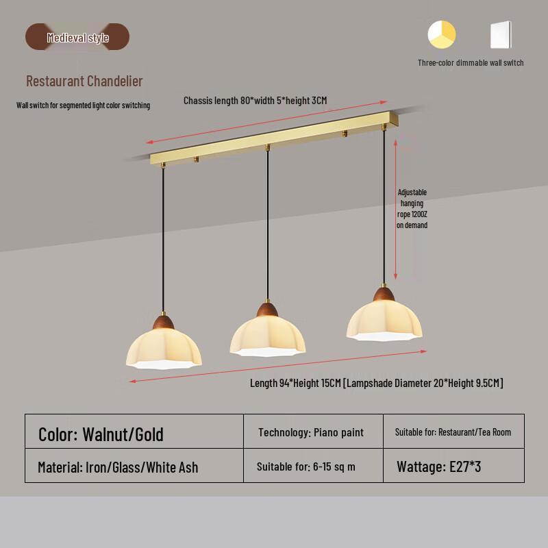 

Liangtu Walnut Linear Full-Spectrum Dining Pendant Light
