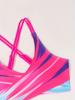 2 Piece Magenta Criss Cross Ombre Bikini Set - High Waist, Stretchy, High Cut - Women's Swimwear