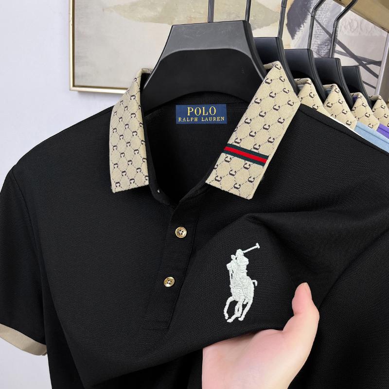 Polo Ralph Lauren 2025 Léto Pánské Nové Výšivka Pony Jednobarevné Volné Barevný Límec Business Casual Polokošile