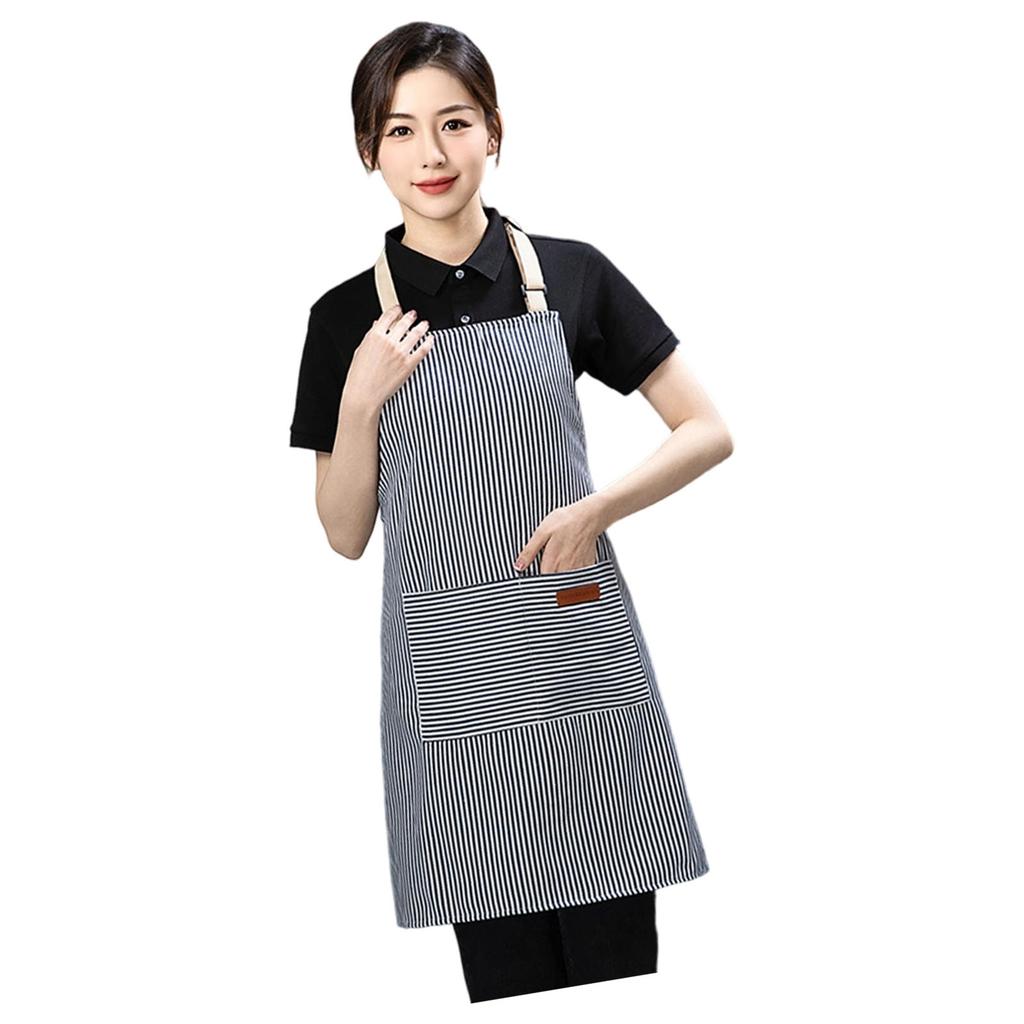 Striped Kitchen Apron With Adjustable Straps Stainproof Cooking Apron For Professional Chefs And Home Cooks Clean Work