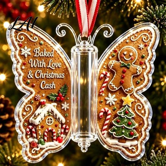 Decorative Ornaments for Parties Butterfly Cash Gift Ornament Christmas Money Holder Hanging Decor with Holiday Decorations Festive Print,