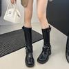 Internet celebrity retro western cowboy boots women's 2025 new knee-length knight boots thick heel belt buckle Martin boots