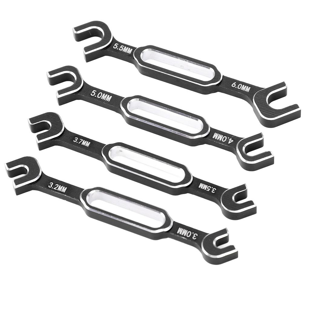 4PCS RC Car Wrenches Turnbuckle Nut Ball Joint Remover Aluminum Alloy RC Maintenance Spanner 3.0‑6.0mm Black