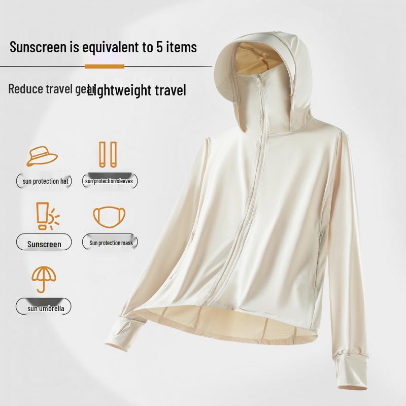 Unisex UPF50+ Sun Protection Jacket with Detachable Hat Brim for Cycling and Hiking