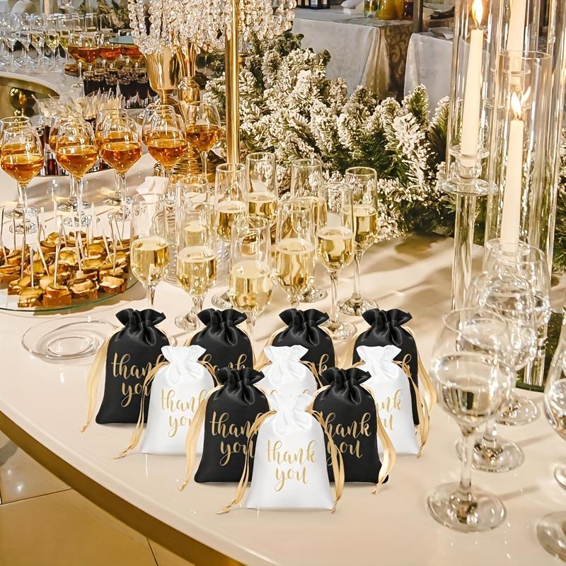 10pcs, Satin Thank You Gift Bags with Drawstring - Perfect for Weddings, Bridal Showers, Youngsters & Birthday Parties, 13x18 Cm