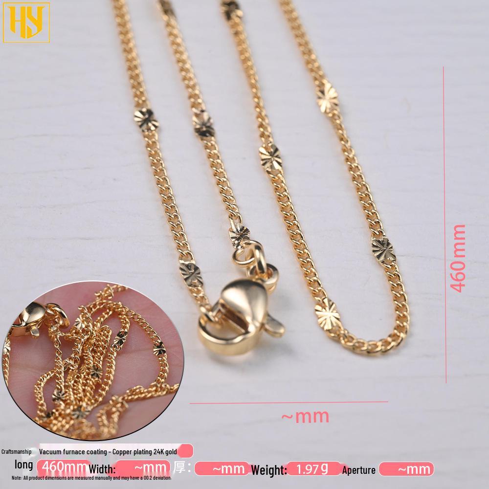 Copper-Plated 24K Gold Necklace with O-ring, Cuban, Beaded, Cross Chains & Vacuum Electroplated Jewelry Accessories