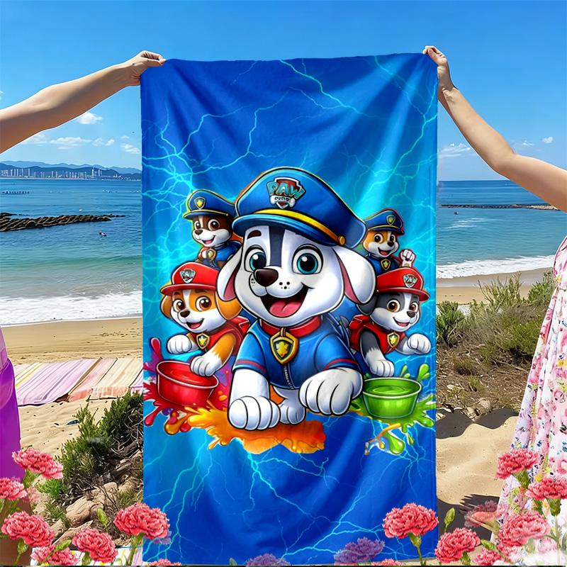 Asciugamano da Spiaggia con Stampa PAW Patrol, Asciugamano da Spiaggia Versatile Leggero Assorbente per Piscina Surf Yoga Bagno, Regalo Perfetto per Compleanno e Vacanze