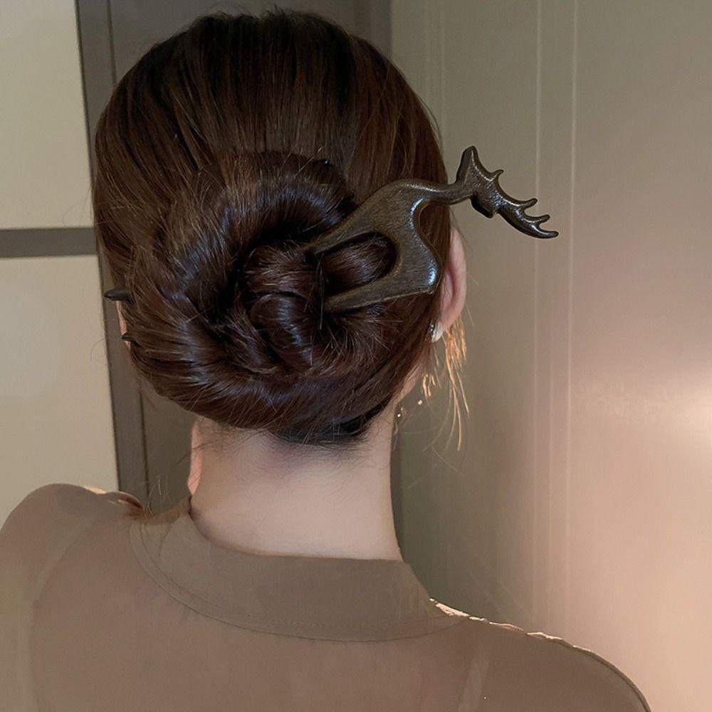 Wood Chinese Style Hairpin Cat Hair Chopstick Cute Wooden Hair Stick  Hairstyle Design Tool