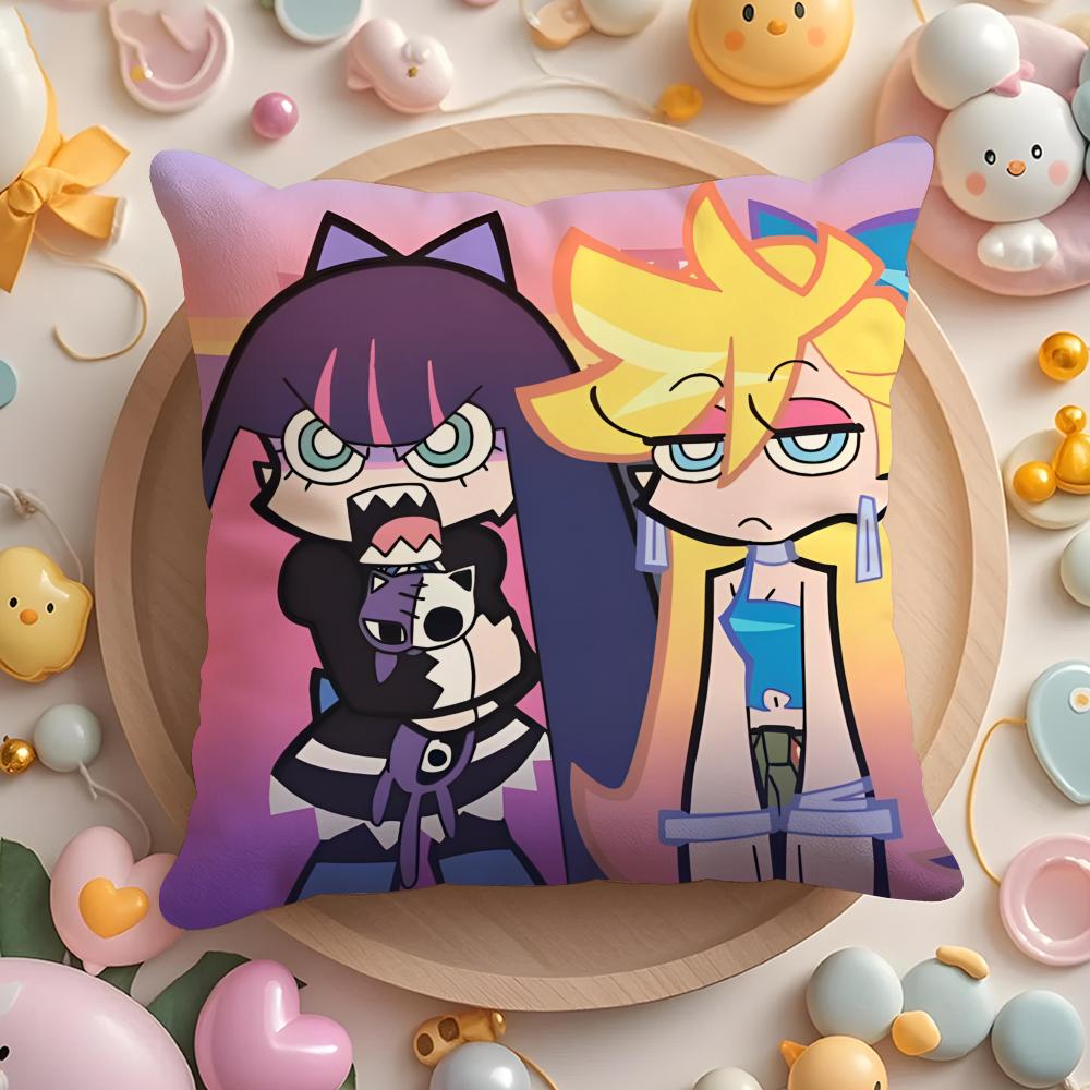 Anime P-panty and stocking Cushion Cover Home & Car Multi-Scene Pillow Cover - Reversible, Soft & Durable for Daily Use