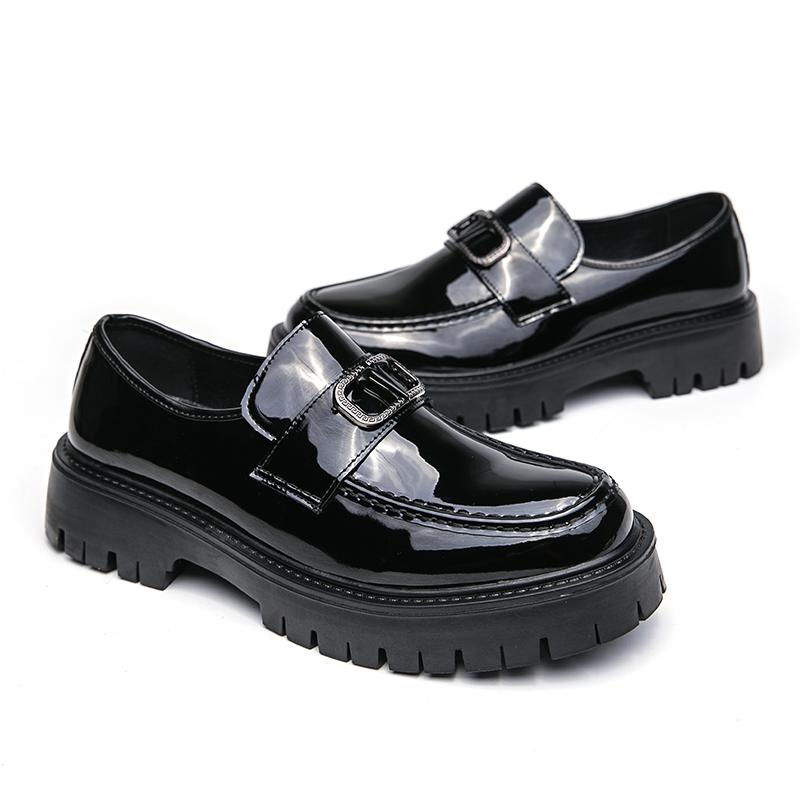 Men Platform Shoes Loafer Dress Elevator Punk Shoes Height Increase Formal Black Leather Thick Sole Creepers Plus Size