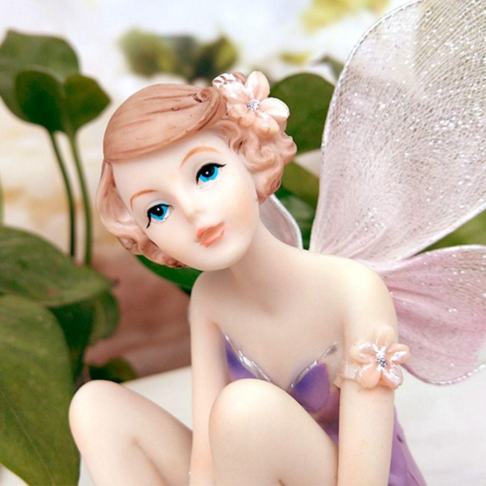 Winged Fairy Girl Miniature Resin Angel Flying Miniature Crafts Flower Fairy Figurine Desktop