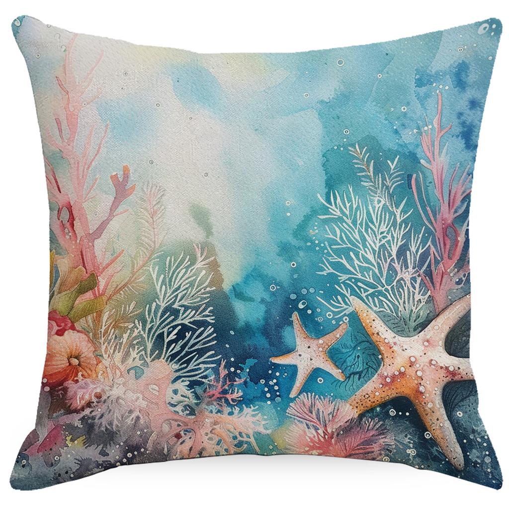 Colorful Marine Life Shell Pillowcase Summer Holiday Beach Hotel Decorative Cushion Cover
