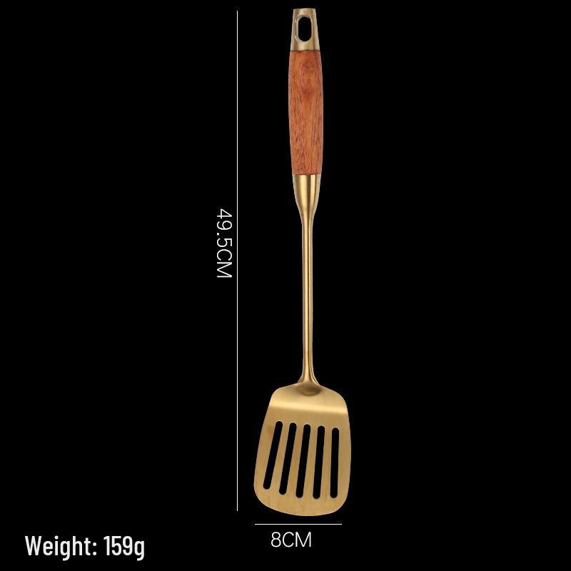 316 Stainless Steel Rosewood Kitchen Utensil Set: Thickened Slotted Spoon, Soup Spoon, Stir-Fry Spatula