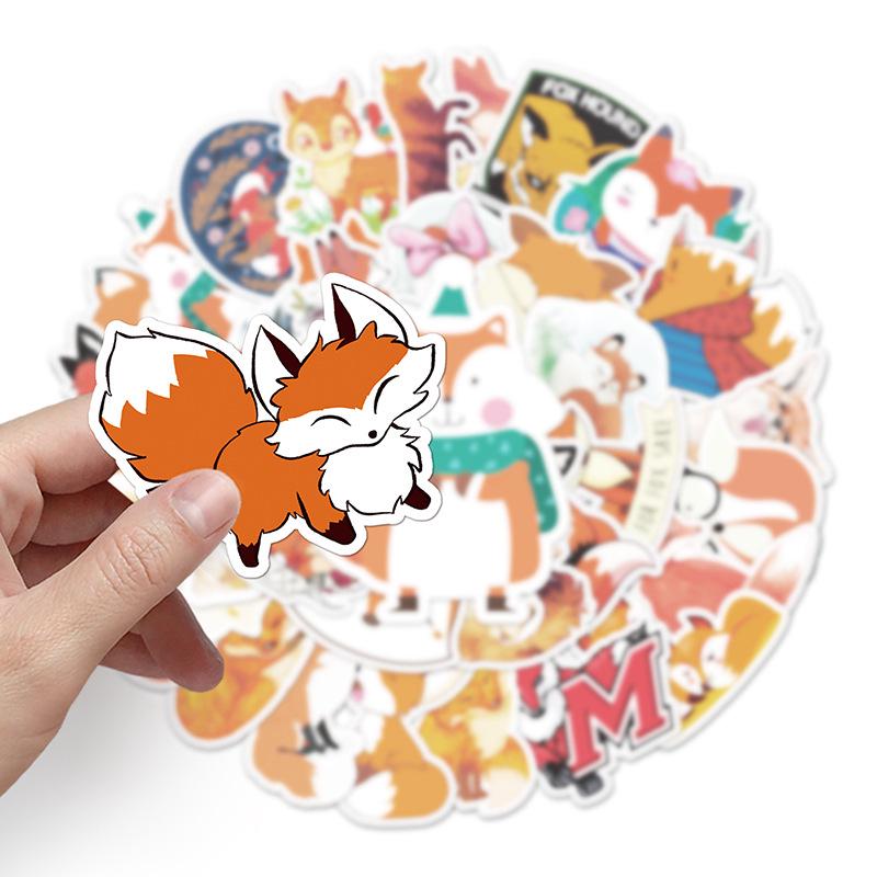 50 Cute Fox Cartoon Stickers for Kids Journals, Planners, Notebook & Suitcase Decoration - Waterproof