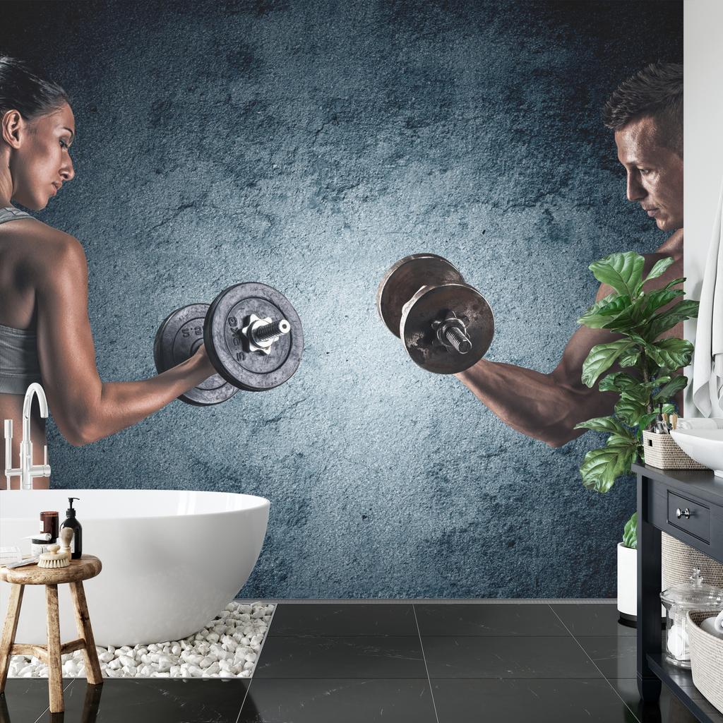 Photomural Muscular Man An Athletic Woman Structural Vinyl 180x120