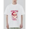 Christmas Vibes Santa Claus Print Black T-Shirt for Holiday Party and Festive Occasions