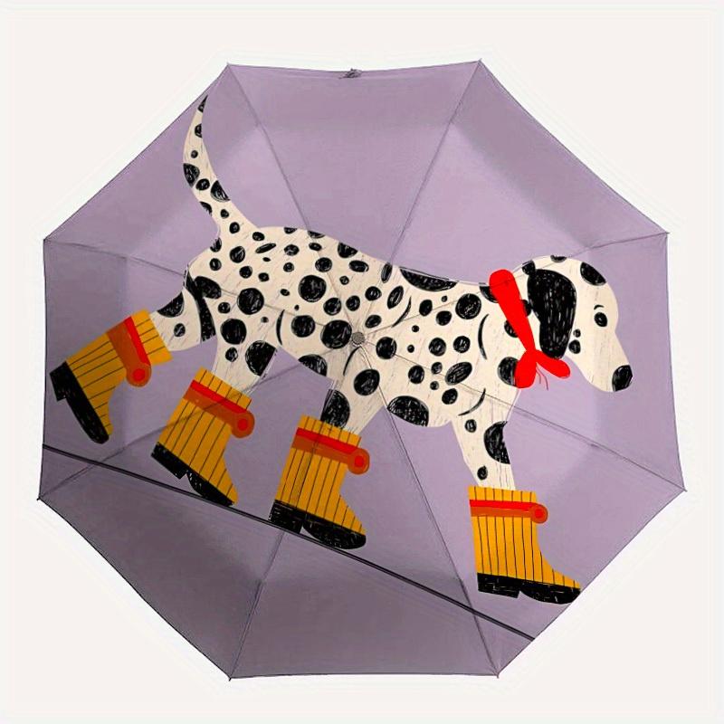 

1pc Dalmatian Rainboots Automatic Open/Close Umbrella Sturdy Iron Frame, Compact Travel Umbrella - Perfect Gift for Women, Men 29003