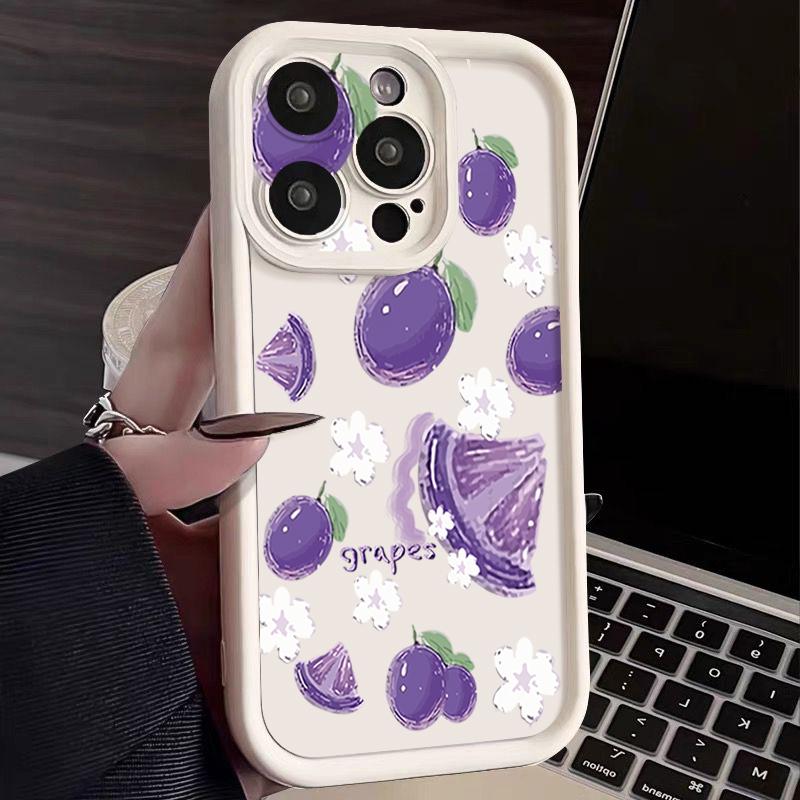 For iPhone 16 Pro Max Fruit Print Phone Case For iPhone 16e 15 14 13 12 Pro Max Plus 11 XR XS Flower Print Phone Case TPU Soft Shockproof Case Cover