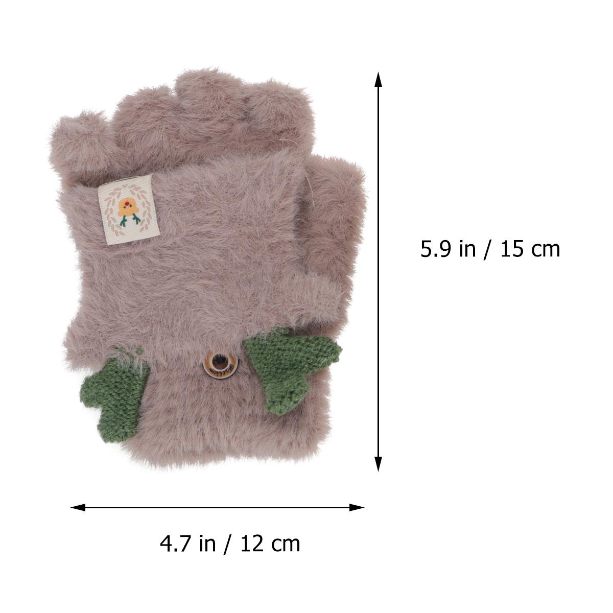 

1 Pair Kids Thermal Gloves Warm Half-Finger Hand Protectors For Children Outdoor Winter Use Khaki Antler Design Touchscreen хакі